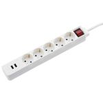 Мережевий подовжувач Hama Jack 5XSocket 2 USB 3.4A*1.5мм ws 1.5м White