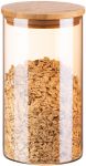 Банка для зберігання Ardesto Golden Moon, кругла, 760 мл, скло, бамбук