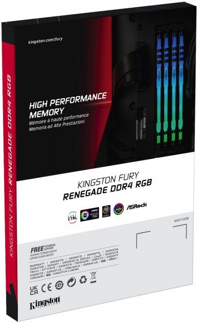 Пам'ять ПК Kingston DDR4 16GB KIT (8GBx2) 4600 FURY Renegade RGB