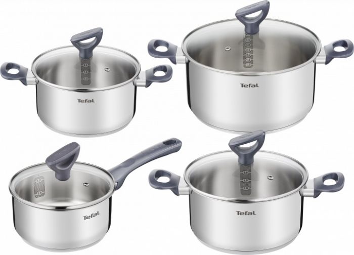 Набір посуду Tefal Daily Cook, 8предметів, нержавіюча сталь, бакеліт, скло