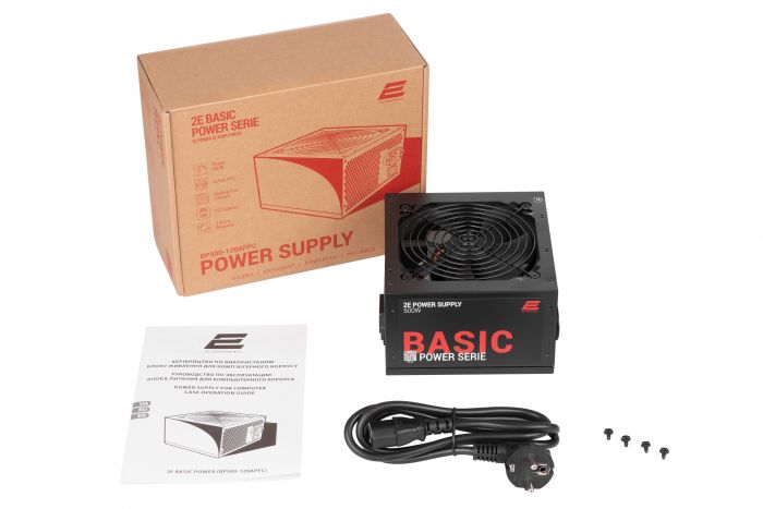 Блок живлення 2E BASIC POWER  (500W), 80%, 120mm, 1xMB 24pin(20+4), 1xCPU 8pin(4+4), 3xMolex, 4xSATA, 2xPCIe 8pin(6+2)