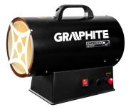 Теплова гармата газова GRAPHITE, акумуляторна 18В, 15кВт, 320м3/год, 0.7 бар, витрата 1.09кг/год, редуктор тиску, шланг 1.5м, п'єзозапалювання, IP24