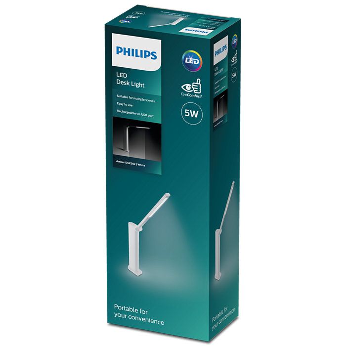Лампа настільна Philips LED Amber 3W, 4000K, 1800mAh (Lithium battery), білий