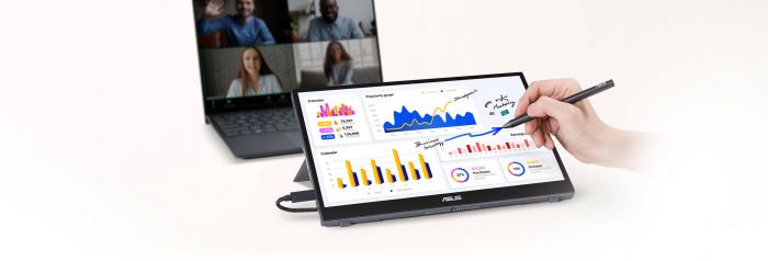 Монітор портативний LCD 14" Asus ZenScreen Ink MB14AHD mHDMI, 2xUSB-C, Audio, IPS, Touch, Stylus Pen MPP2.0