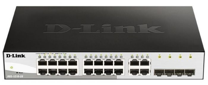 Комутатор D-Link DGS-1210-20/F 16xGE, 4xSFP, WebSmart