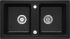 Мийка кухонна Deante Zorba, граніт, прямокут., без крила, 780х435х180мм, чаша - 2, накладна, чорний матовий