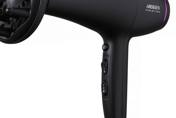 Фен ARDESTO Violet PRO HD-Y222PRO, 1850-2200Вт, 2 швидкості, 3 темп.режима, дифузор, чорний
