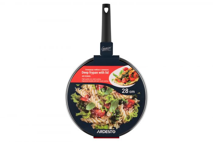 Сковорода глибока з кришкою ARDESTO Gemini Gourmet Viareggio, 28см, алюміній, чорний