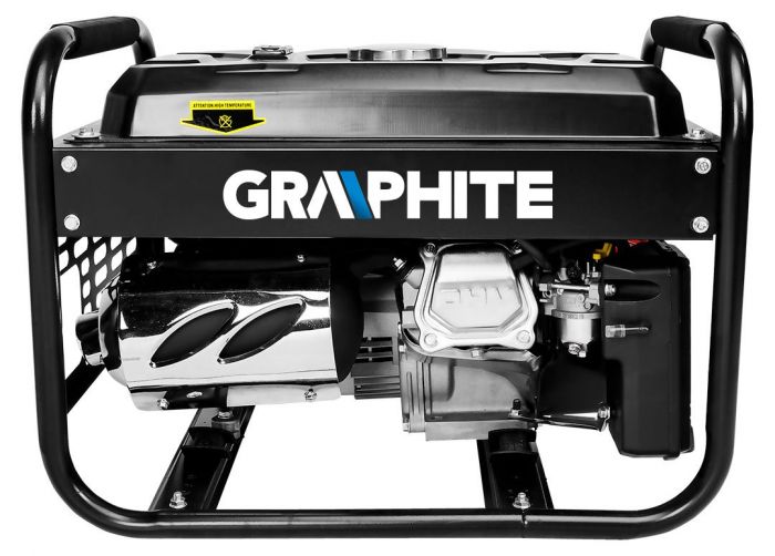 Генератор бензиновий GRAPHITE 58G904, 2.0/2.2кВт, 1х12В та 2х230В (16А), бак 15л, 360г/кВтГ, 40 кг