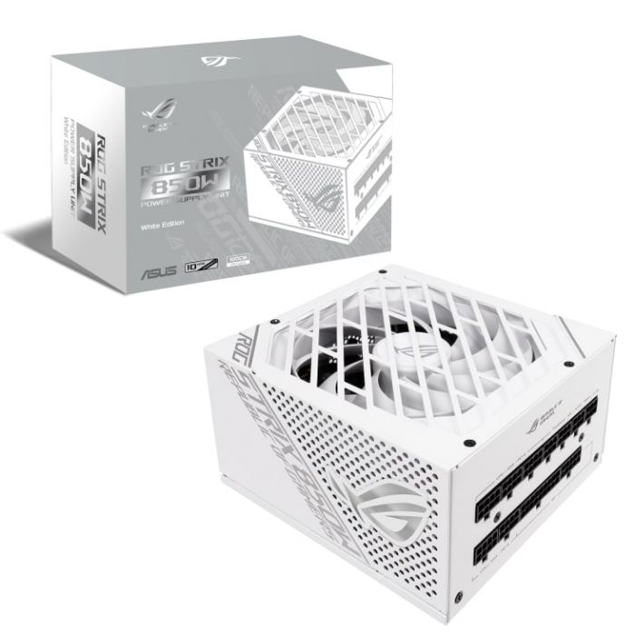 Блок живлення ASUS ROG STRIX  (850W), >90%, 80+ Gold, 135mm, 1xMB 24pin(20+4), 2xCPU 8pin(4+4), 3xMolex, 8xSATA, 6xPCIe 8pin(6+2), Fully Modular, ROG-STRIX-850G-WHITE