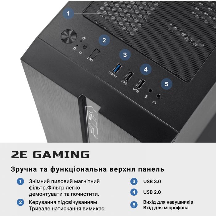 Комп’ютер персональний 2E Complex Gaming Intel i5-12400F/H610/16/500F+1000/NVD1030-2/Win11H/2E-G2107-500/500W