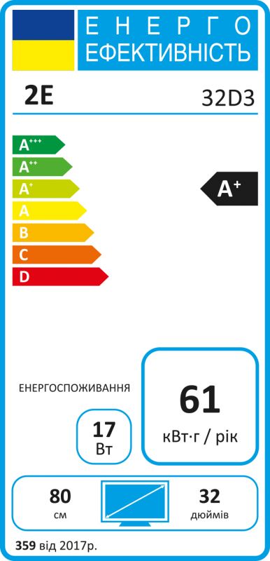 Телевізор 32" 2E LED HD 50Hz, Black