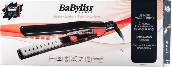 Випрямляч для волосся з функцією пари Babyliss, ST293PE, 58 Вт, чорний