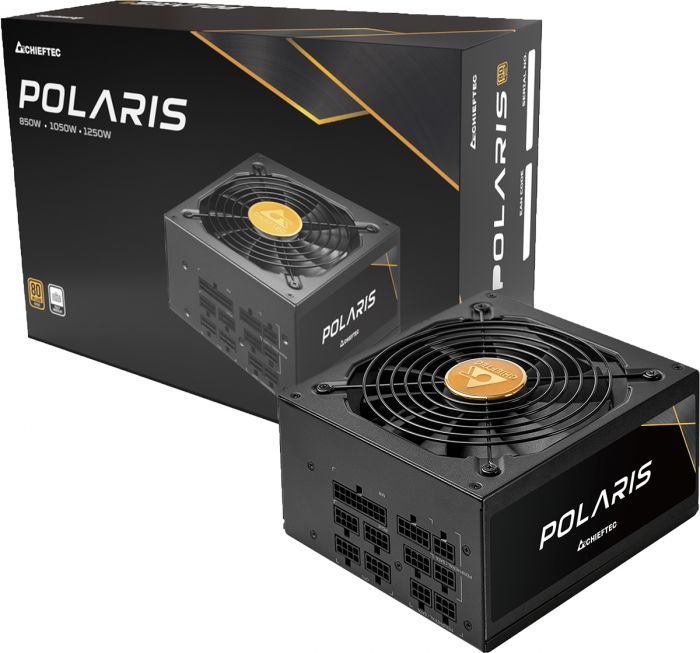 Блок живлення CHIEFTEC Polaris 3.0 (1250W), >90%, 80+ Gold, 135мм FDB, 1xMB 24pin(20+4), 2xCPU 8pin(4+4), 4xMolex, 12xSATA, 4xPCIe 8pin(6+2), 1xPCIe GEN5 16pin, Fully Modular