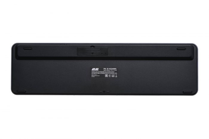 Клавіатура мембранна 2E KS240 110key, WL/BT, EN/UK/RU, сіро-чорний