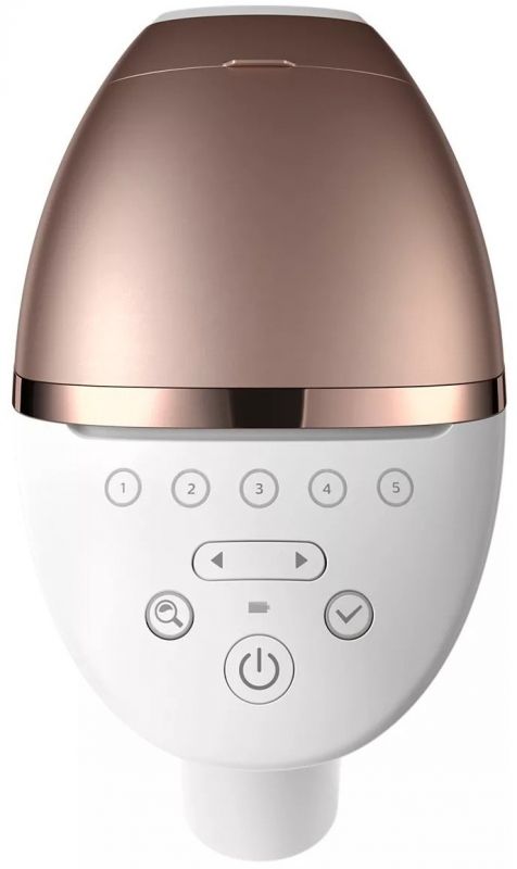 Фотоепілятор Philips Lumea IPL 9900 Series, акумуляторний , кіл-ть спалах.-450000, 2-4 см2, насадок-3, футляр, біло-золотий