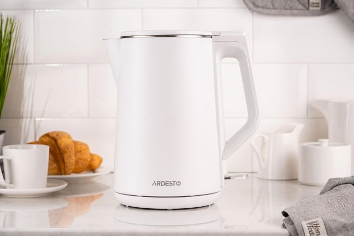 Електрочайник ARDESTO 1.5л, Strix, подвійні стінки, білий глянець