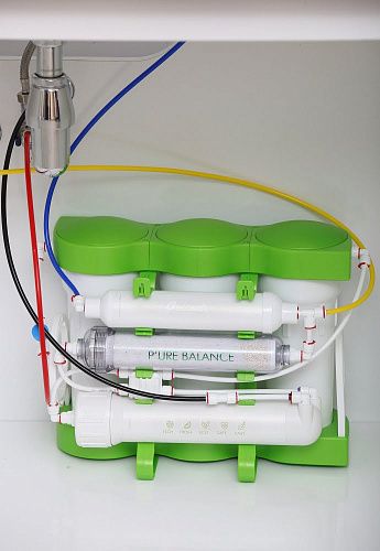 Фільтр зворотного осмосу Ecosoft P'URE Balance, мембрана 75gpd DuPont, картридж Balance збагачує воду кальцієм і магнієм, дренаж 1:1