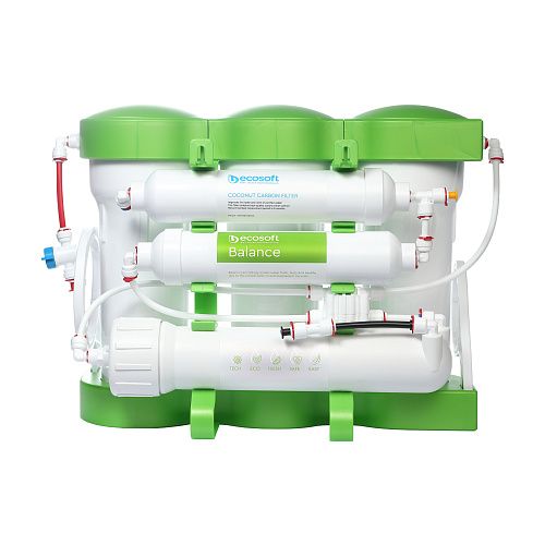 Фільтр зворотного осмосу Ecosoft P'URE Balance, мембрана 75gpd DuPont, картридж Balance збагачує воду кальцієм і магнієм, дренаж 1:1