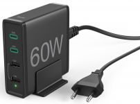 Універсальний зарядний пристрій Hama 2 x USB-C PD/QC, 2 x USB-A, 60W Black