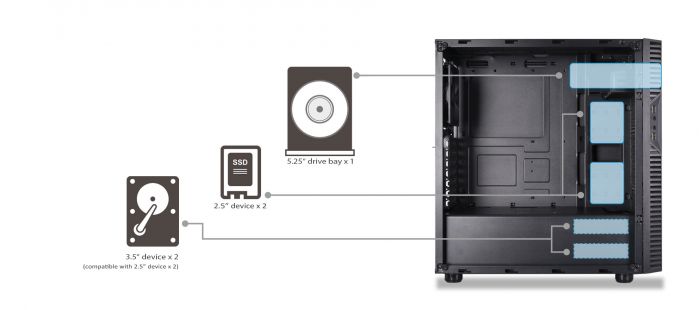 Корпус SilverStone PS14B-E, без БЖ, 2xUSB3.0, Steel Side Panel, ATX, Black