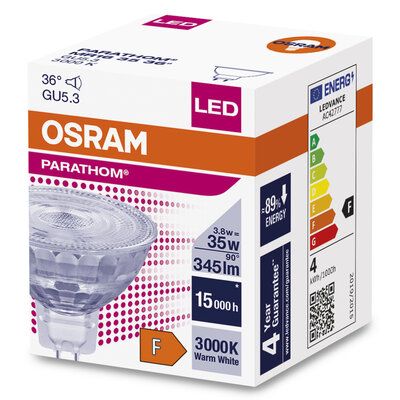 Лампа світлодіодна OSRAM LED MR16 12V 3.8W (345Lm) 12V 3000K GU5.3