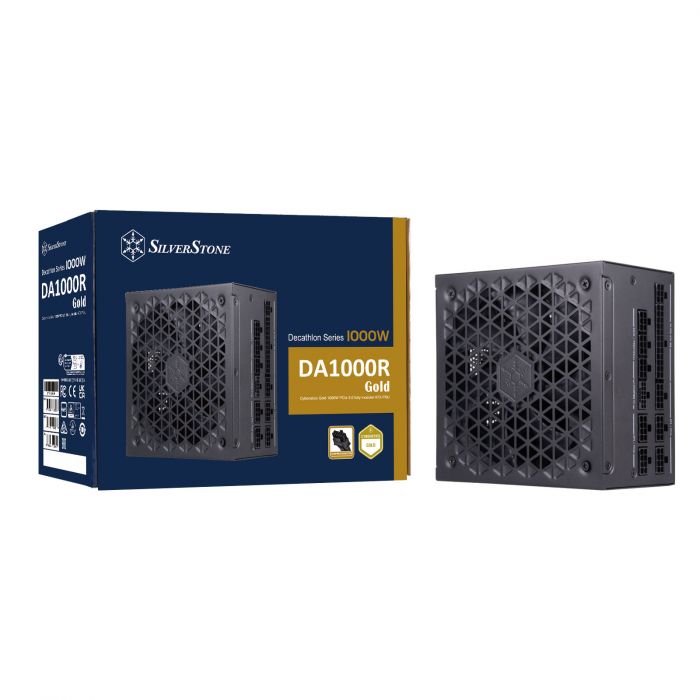 Блок живлення SilverStone Decathlon Cybenetics DA1000R-GM (1000W), >90%, 80+ Gold, 135mm, 1xMB 24pin(20+4), 2xCPU 8pin(4+4), 3xMolex, 12xSATA, 6xPCIe 8pin(6+2),1x(12+4)pin 12VHPWR, 1xFDD, Fully Modular