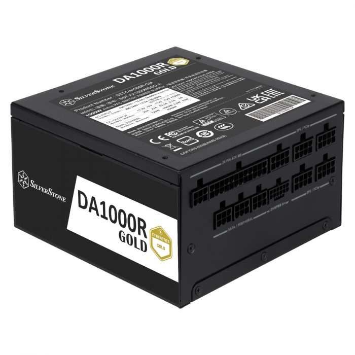 Блок живлення SilverStone Decathlon Cybenetics DA1000R-GM (1000W), >90%, 80+ Gold, 135mm, 1xMB 24pin(20+4), 2xCPU 8pin(4+4), 3xMolex, 12xSATA, 6xPCIe 8pin(6+2),1x(12+4)pin 12VHPWR, 1xFDD, Fully Modular