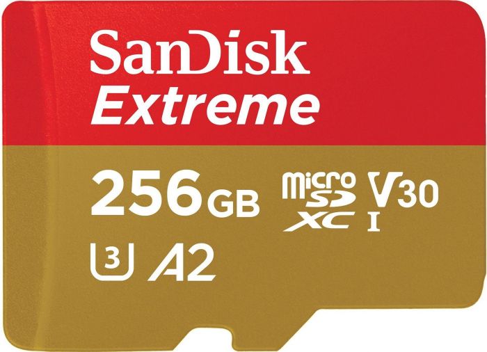 Карта пам'яті SanDisk microSD  256GB C10 UHS-I U3 R190/W130MB/s Extreme V30 + SD