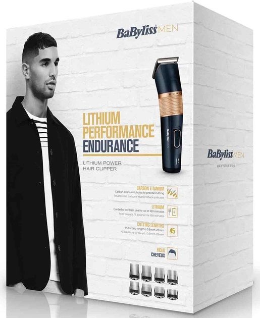Машинка для стрижки волосся Babyliss E986E, 8 насадок, футляр, чорний
