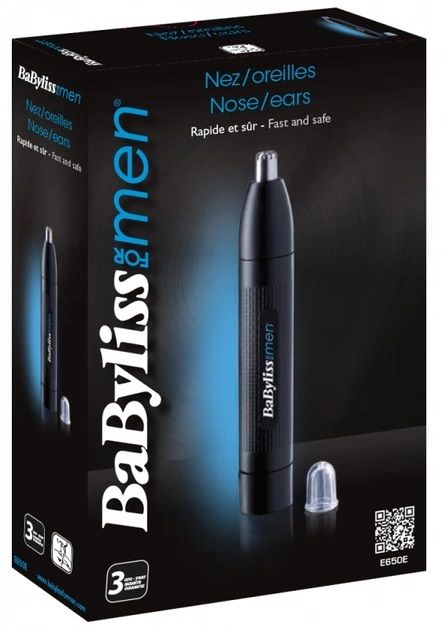 Тример для стрижки волосся в носі і вухах Babyliss E650E, 1 насадка, чорний