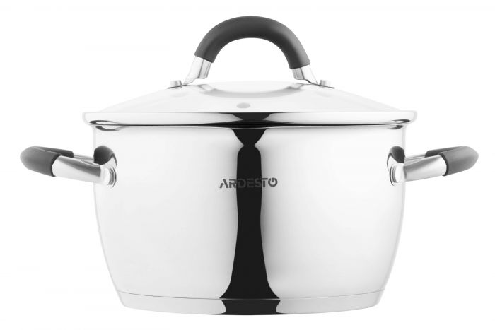Каструля зі скляною кришкою та зливом ARDESTO Gemini Livorno, 3.2л, нержавіюча сталь, силікон