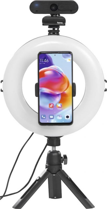 Штатив зі світлодіодним кільцем Hama SpotLight Smart 80 V2 BT Black