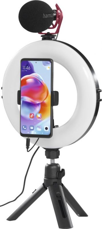 Штатив зі світлодіодним кільцем Hama SpotLight Smart 80 V2 BT Black