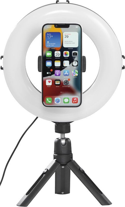 Штатив зі світлодіодним кільцем Hama SpotLight Smart 80 V2 BT Black