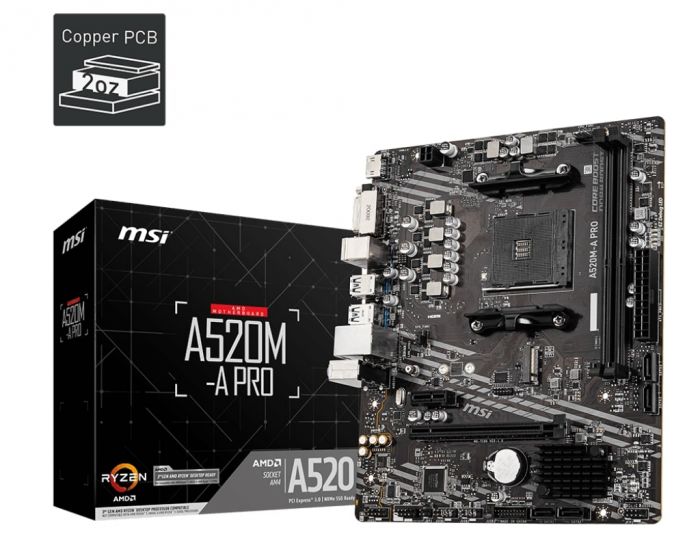 Материнcька плата MSI A520M-A PRO sAM4 A520 2xDDR4 HDMI DVI mATX
