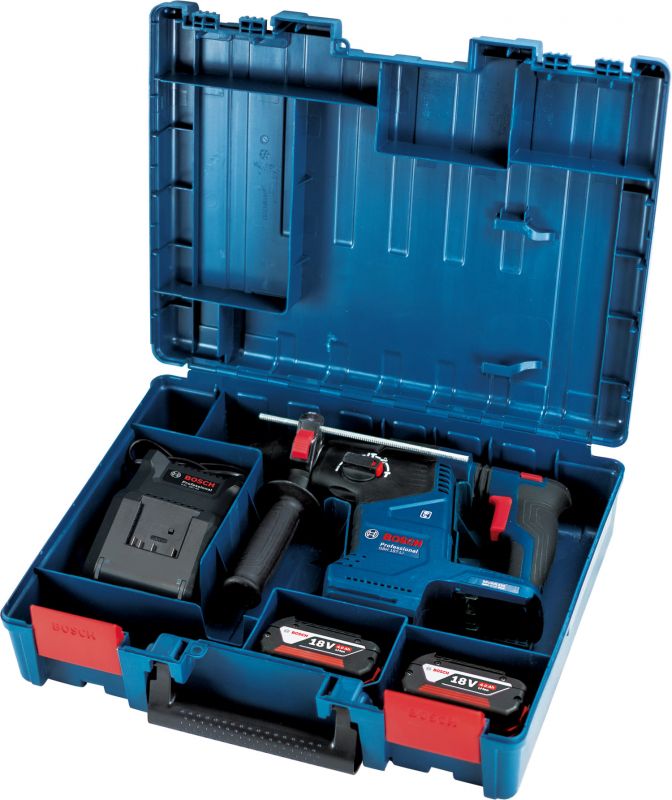 Перфоратор Bosch GBH 187-LI Professional акумуляторний, 2*18 В 5 Аг, SDS-Plus, 2.4 Дж, 980 об/хв, кейс, 2.9 кг