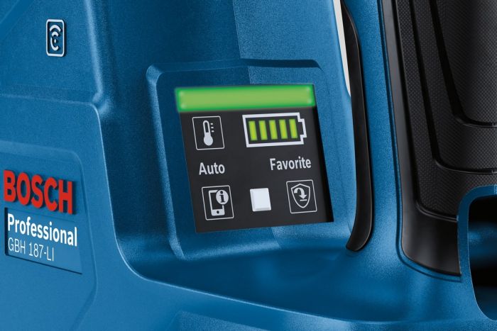 Перфоратор Bosch GBH 187-LI Professional акумуляторний, 2*18 В 5 Аг, SDS-Plus, 2.4 Дж, 980 об/хв, кейс, 2.9 кг