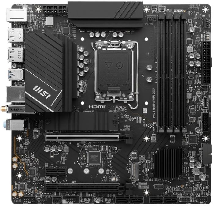 Материнcька плата MSI PRO B760M-A WIFI DDR4 s1700 B760 4xDDR4 M.2 HDMI DP WiFi BT mATX