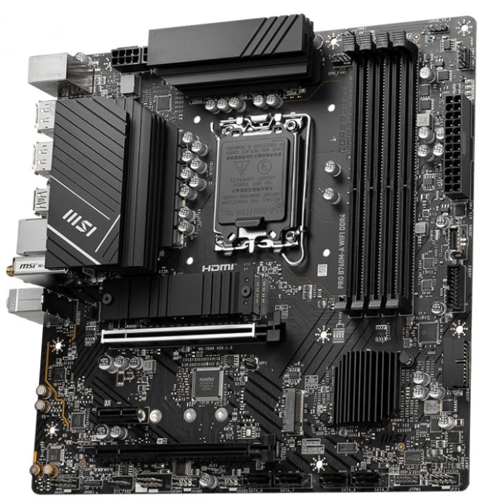 Материнcька плата MSI PRO B760M-A WIFI DDR4 s1700 B760 4xDDR4 M.2 HDMI DP WiFi BT mATX