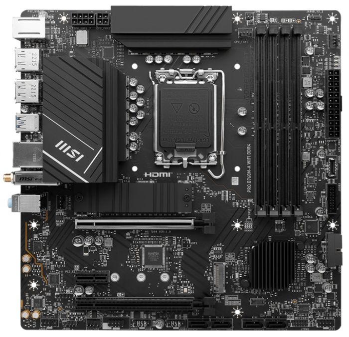 Материнcька плата MSI PRO B760M-A WIFI DDR4 s1700 B760 4xDDR4 M.2 HDMI DP WiFi BT mATX