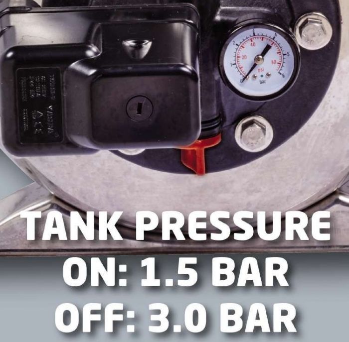 Станція насосна Einhell GC-WW 1250 NN, 1200 Вт, 5000 л/год, бак 20 л, вис. 50 м, глиб. 8 м, нержавіюча сталь, 14.7 кг