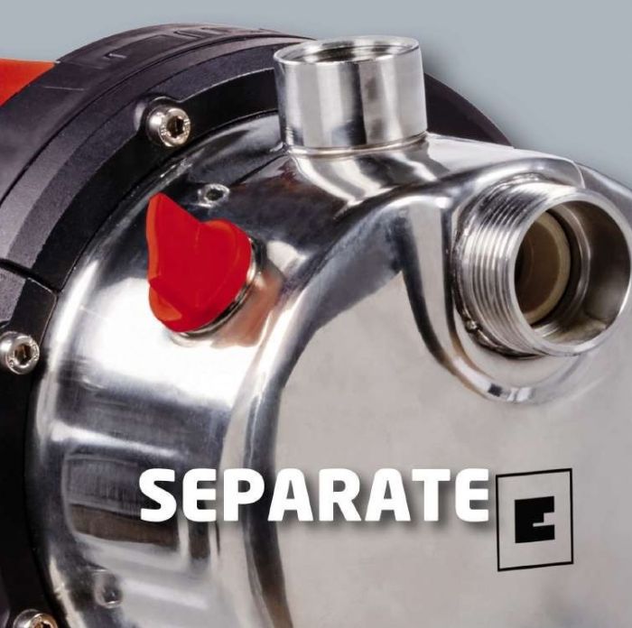 Станція насосна Einhell GC-WW 1250 NN, 1200 Вт, 5000 л/год, бак 20 л, вис. 50 м, глиб. 8 м, нержавіюча сталь, 14.7 кг