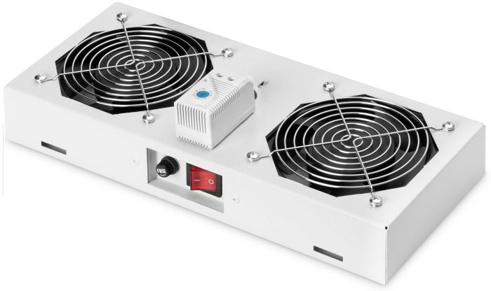 Панель вентиляторів DIGITUS 19" Roof Wall Mount, 2 fans, thermostat, RAL 7035