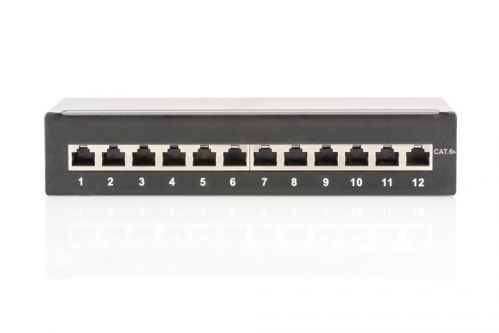 Патч-панель DIGITUS Desktop, 12 портів, 6A STP в зборі, RAL 9005