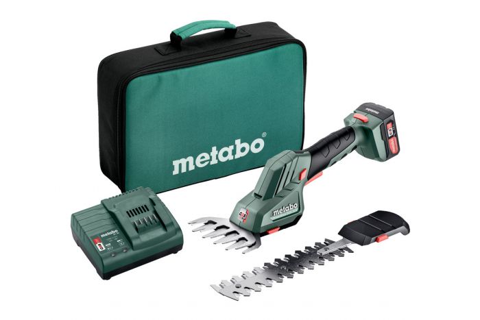 Ножиці для трави акумуляторні Metabo POWERMAXX SGS 12 Q, Li-Power 18В 1*2.0Аг, лезо 11.5 см, + насадка для кустів 20см, 0.8кг