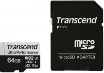 Карта пам'яті Transcend microSD  64GB C10 UHS-I U3 A2 R160/W80MB/s + SD