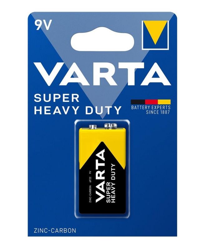 Батарейка Varta Super Heavy Duty вугільно-цинкова 6F22 (6LR61, MN1604, MX1604 ,Крона)  блістер, 1 шт