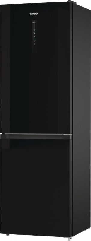 Холодильник з нижн. мороз. камерою Gorenje, 185х60х60см, 2 двері, 204(96)л, А++, NoFrost+ , LED дисплей, Зона св-ті, чорний