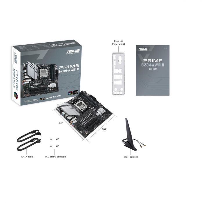 Материнcька плата ASUS PRIME B650M-A WIFI II sAM5 B650 4xDDR5 M.2 D-Sub HDMI DP WiFi BT mATX
